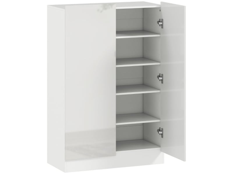  Meuble à chaussures blanc bois 5 niveaux pour 20 paires avec étagères réglables pour entrée et couloir  - Conforama A