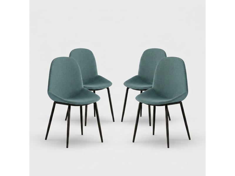  Lot de 4 chaises de salle à manger rembourrées en tissu adhara - turquoise  - Conforama A