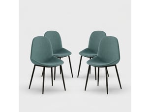 Lot de 4 chaises de salle à manger rembourrées en tissu adhara - turquoise
