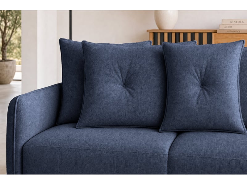 Bandol - canapé d'angle convertible tissu lisse 3 places bleu - Conforama E