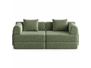 Canapé droit convertible <strong></strong> <strong>Radiant Stride</strong> 2 places Tissu vert avec coffre de rangement