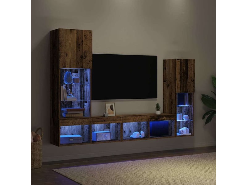  Meuble tv - banc tv - meuble de rangement 4 pcs bois ancien bois d'ingénierie  - Conforama E