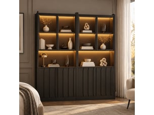 Vitrine coloris noir 10 étagère(s) OKWISH  - 160 cmx200 cm