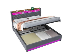 Lit coffre 180x200 cm CRAVDOM coloris gris