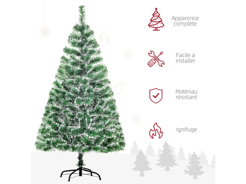 Arbre de noël artificiel scène de neige ø 75 x 150h cm 416 réplique d'une branche d'épine nordmann grand réalisme  - Conforama D