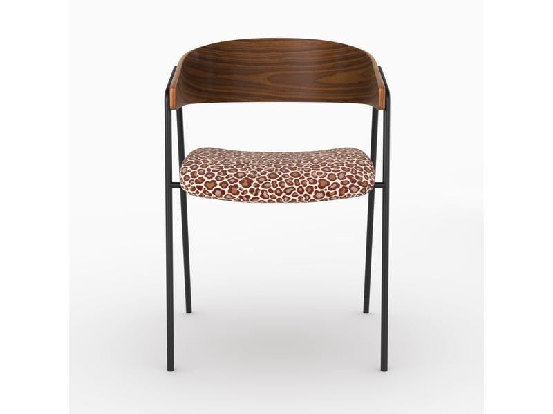  Lot de 2 chaises en tissu léopard bordeaux et bois de noyer-esmée Esmée - Conforama E