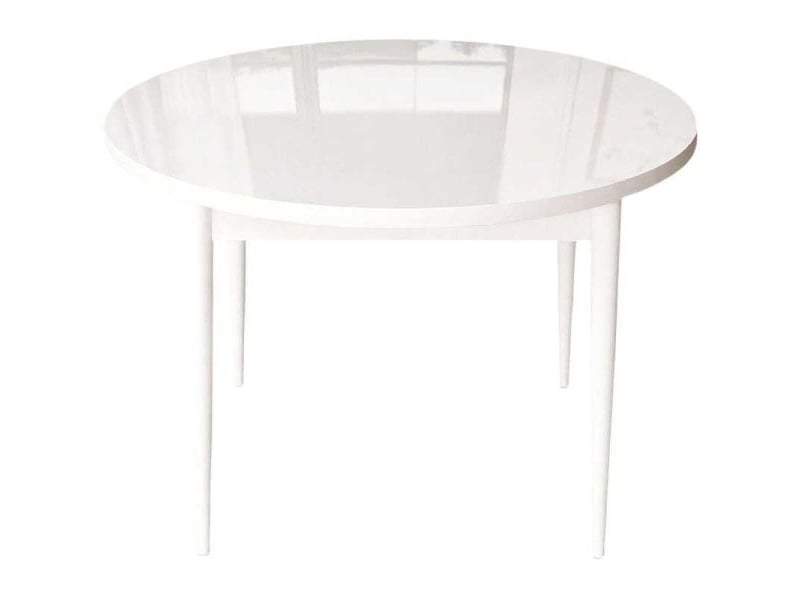  Table de repas ronde avec pieds métal tor blanc  - Conforama A