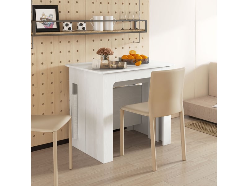 Table à manger pliable, table de cuisine panneau de particules blanc 180x85x75cm - Conforama D
