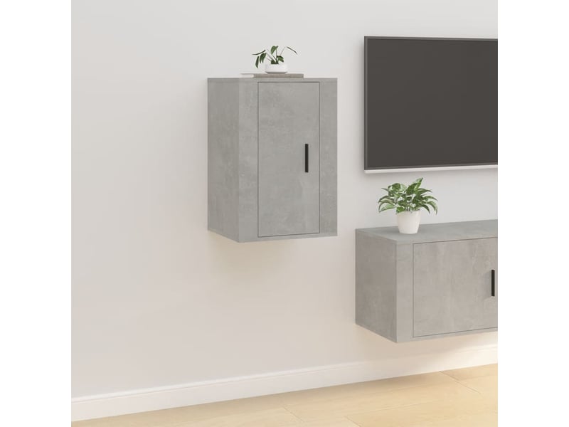  Lot de 2 meuble tv mural, meuble tv suspendu gris béton 40x34,5x60 cm  - Conforama C