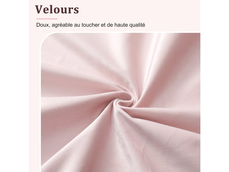  Lit enfant 90x200 cm - lit coffre avec rangement hydraulique - tête de lit rembourrée - angles arrondis - velours - rose  - Conforama W