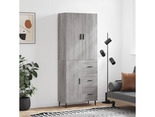 Buffet haut - bahut - meuble de rangement sonoma gris 69,5x34x180 cm bois d'ingénierie