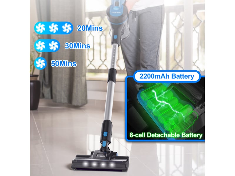 Aspirateur balai sans fil tasvac s8 260 w – noir et bleu – led, 23 kpa, batterie amovible et filtre hepa - Conforama B
