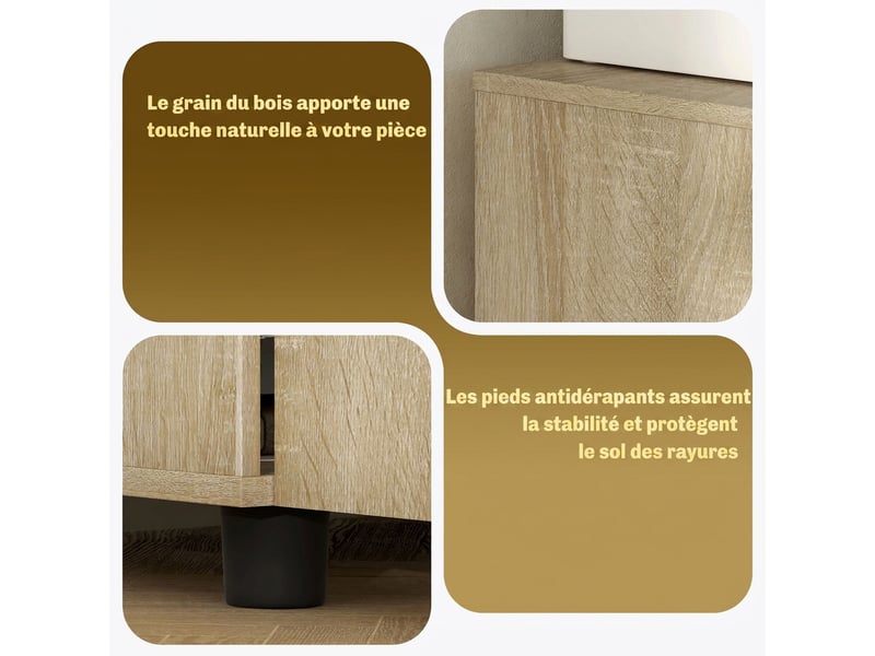  Armoire de bureau 2 portes 2 niveaux coloris chêne 80 x 40 x 80 cm  - Conforama E