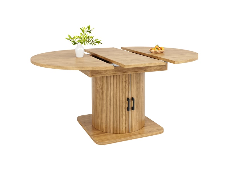  Table à manger extensible avec rangement 118-158x118x76 cm mdf brun clair  - Conforama A