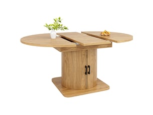 Table à manger extensible avec rangement 118-158x118x76 cm mdf brun clair