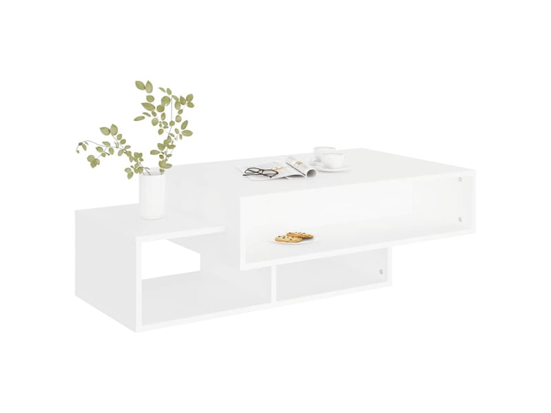  Table basse rectangulaire | table de salon blanc 105x55x32 cm bois d’ingénierie  - Conforama D
