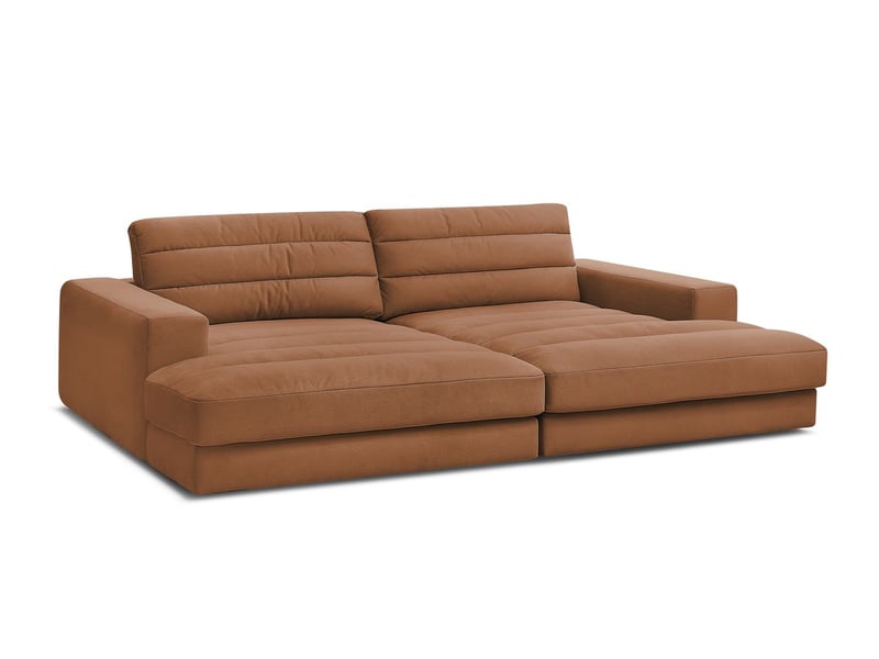  Bobochic canapé droit fixe 4 places sierra assise profonde velours orange SIERRA - Conforama A
