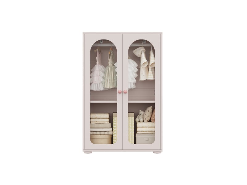  Armoire 2 portes avec tringle et étagères réglables 80x50x120 cm rose bébé cravdom  - Conforama A