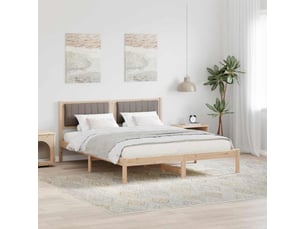 Lit adulte, lit double, cadre de lit avec tête de lit rembourrée taupe 160x200cm cf4012