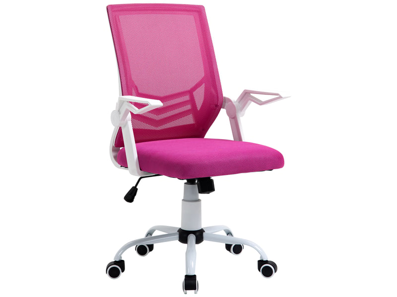  Fauteuil de bureau ergonomique rose en maille respirante avec soutien lombaire accoudoirs rabattables dossier inclinable et réglage en hauteur capacité 120kg  - Conforama A