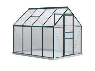 Serre de jardin en polycarbonate, métal et aluminium, anti-uv et coupe-vent, 190 x 253 x 199 cm, verte