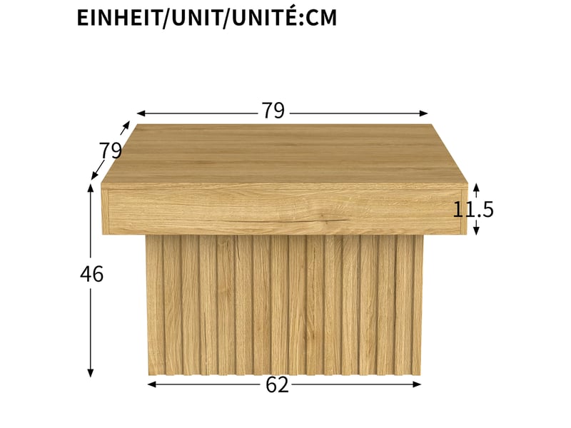  Table basse 79x79x46 cm design minimaliste panneau de particules mdf couleur naturelle  - Conforama E