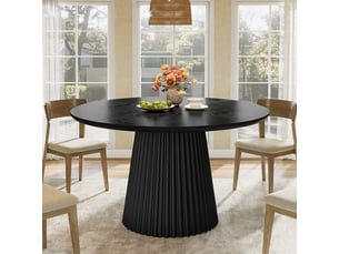 Table de salle à manger ronde de 120 cm pour 4 à 6 personnes, style champêtre en bois