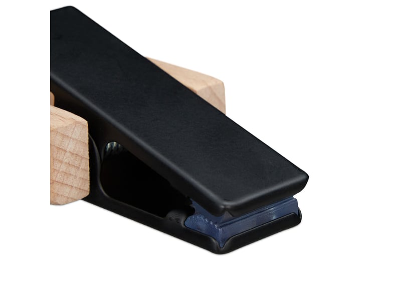  Lot de 5 cintres à pinces pour accessoires 18,5 x 6 x 2,5 cm anti-plis design chic en bois noir 13_0008920  - Conforama E