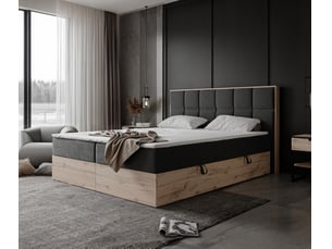 Lit coffre 120x200cm <strong>IDOHOME</strong> <strong>LAVIO II</strong> coloris gris