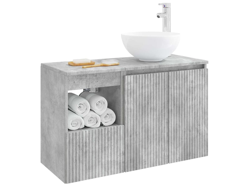 Ensemble de mobilier de salle de bain 2 pc gris béton cf64149 - Conforama C