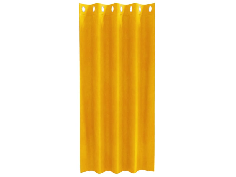Lot de 2 rideaux, rideaux de fenêtre jaune moutarde 140 x 175 cm velours cf44078 - Conforama D