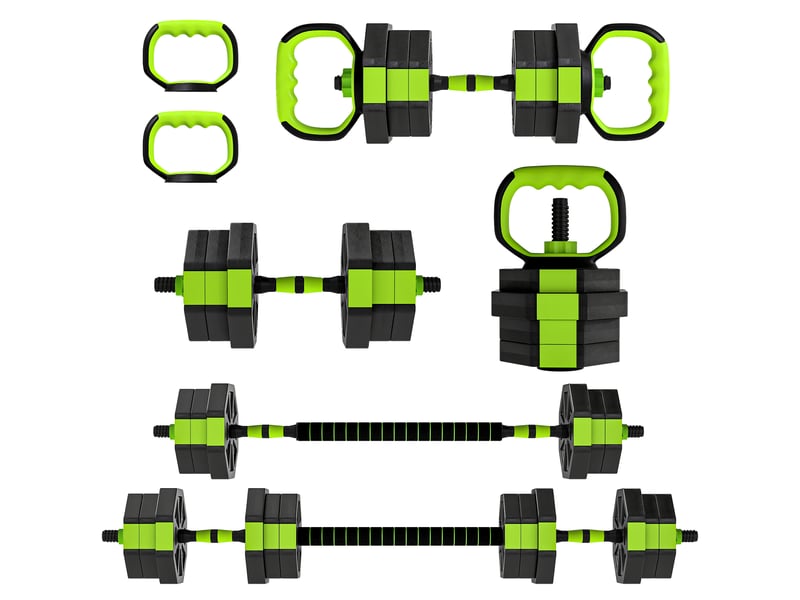  Ensemble de poids de musculation multifonction 6 en 1, 20 kg au total, en plastique et sable, 125 x 18 x 18 cm, vert  - Conforama A