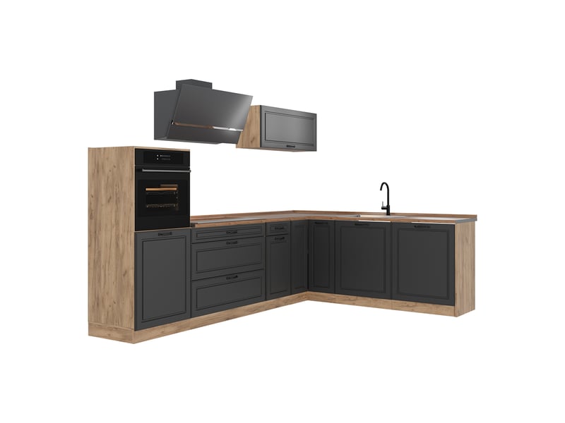  Vicco cuisine en angle, anthracite campagnechêne doré, 287 x cm sans plan de travail  - Conforama A