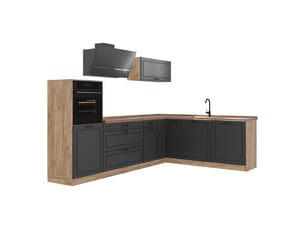 Vicco cuisine en angle, anthracite campagnechêne doré, 287 x cm sans plan de travail