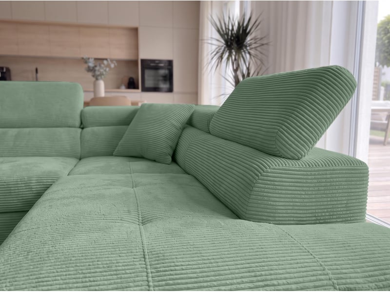  Canapé d'angle convertible konak 276 cm avec coffre – vert sauge Konak - Conforama D