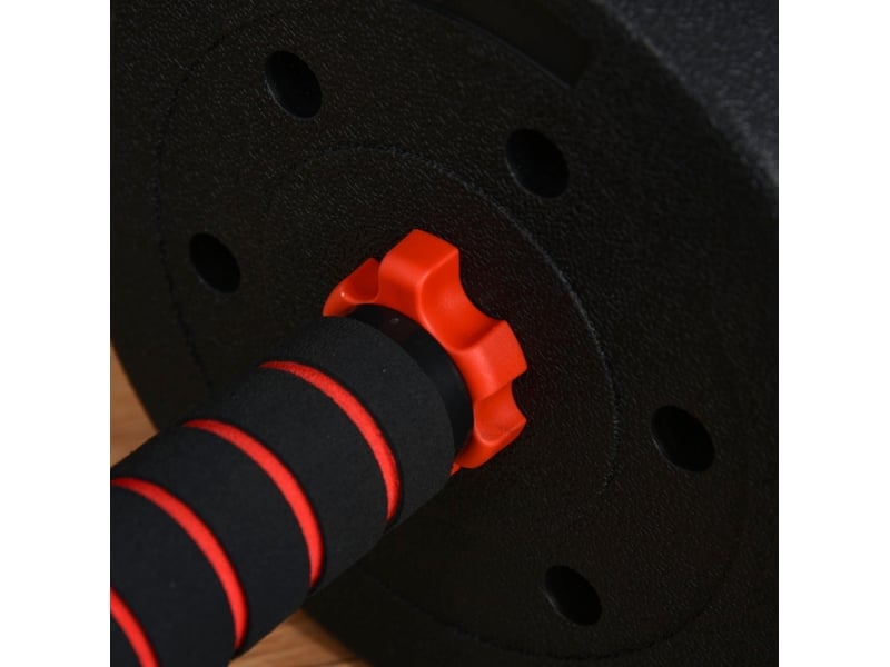  Set d'haltères réglables 25 kg noir en plastique, 2 en 1 avec barre d'extension pour musculation à domicile  - Conforama E