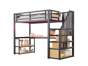 Lit mezzanine 90x200 cm VIVRYN coloris noir