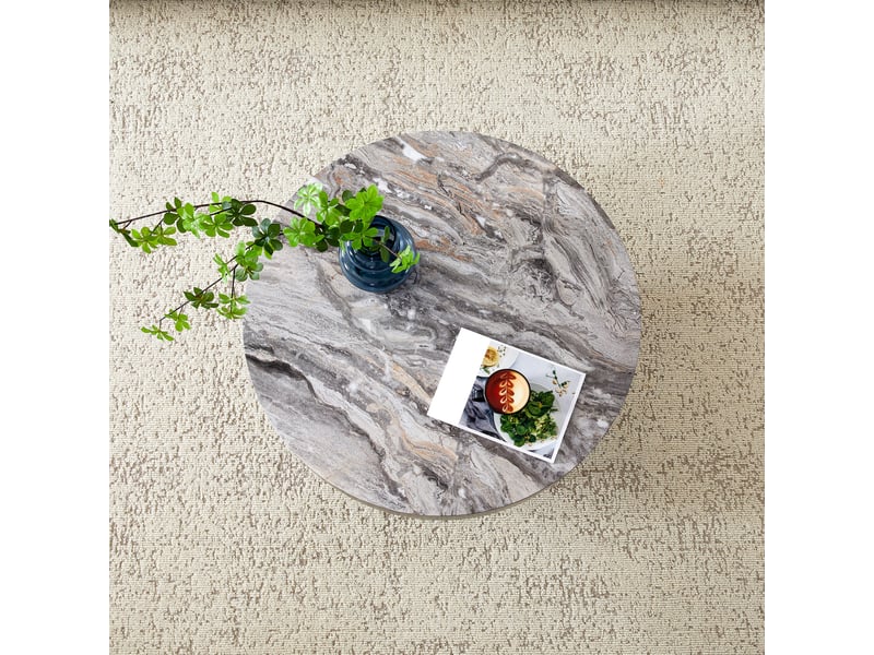  Table basse ronde ø70 cm effet marbre gris, pieds métalliques noirs, mdf  - Conforama D