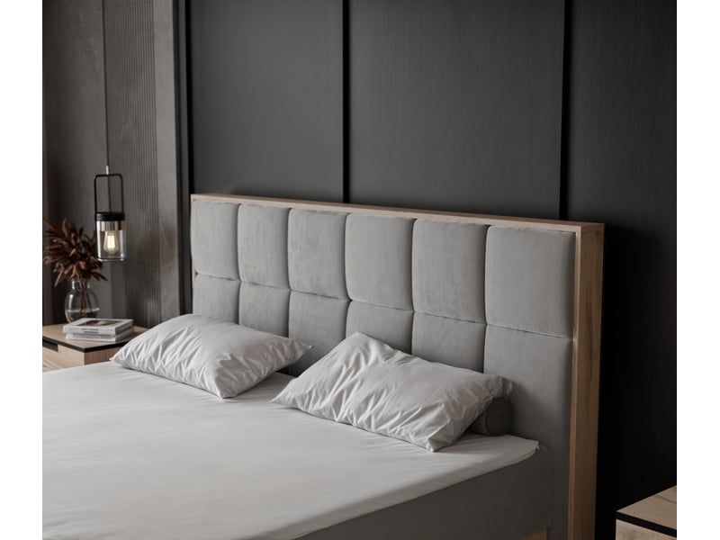  Lit adulte lavio ii - 120x200 cm - matelas ressorts + surmatelas - coffre de rangement - velours dense hydrofuge gris clair LAVIO II - Conforama D