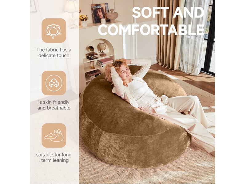  Fauteuil poire modenvie pliable convertible 120 x 120 x 60 cm marron café  - Conforama E