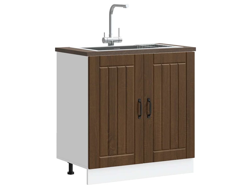Meuble de cuisine, meuble de base de lavabo chêne marron bois d'ingénierie shl2406 - Conforama C