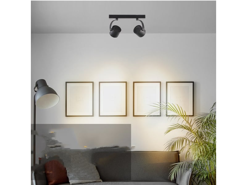  Plafonnier avec 2 spots orientables – noir, 5w, l37 cm  - Conforama E