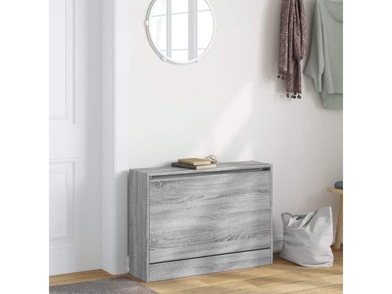  Meuble à chaussure, armoire à chaussures sonoma gris 80x21x57 cm bois d'ingénierie  - Conforama C
