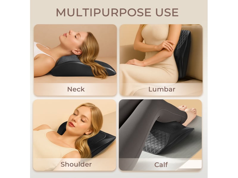  Coussin de massage 3d shiatsu chauffant sans fil rechargeable 38 x 13 x 33 cm – gris – usage maison, bureau et voiture  - Conforama D