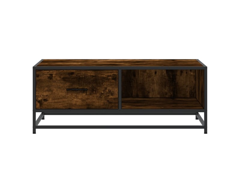  Table basse - table de salon - table à thé chêne fumé 90x57x35 cm bois d'ingénierie et métal  - Conforama E