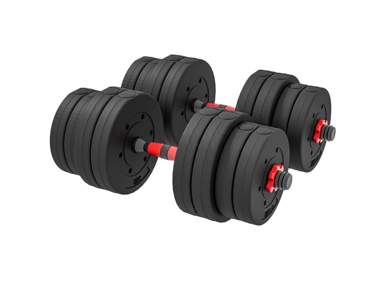  Set d'haltères réglables 30 kg 50x21x21 cm 2 en 1 métal noir  - Conforama A