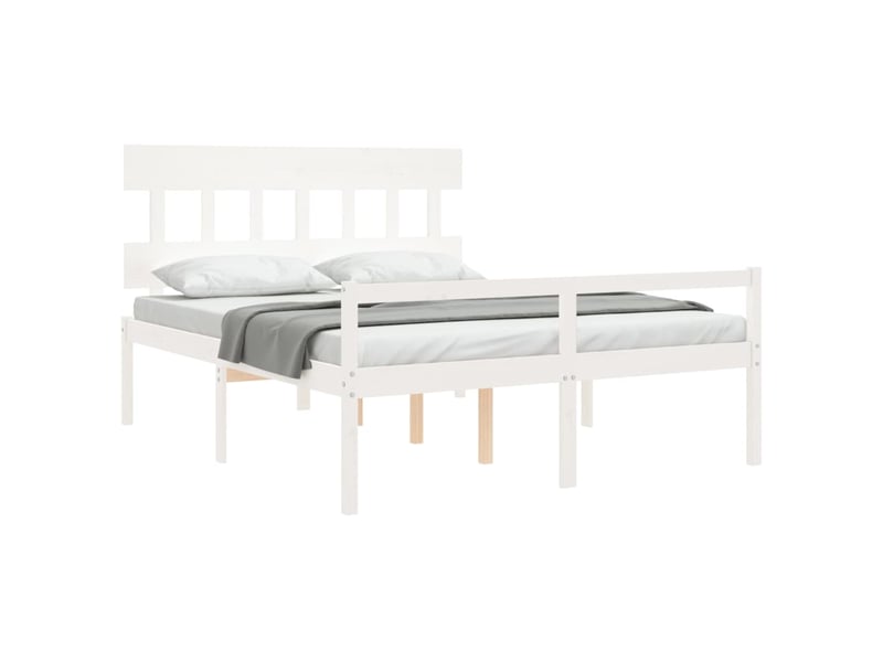  Lit double- lit adulte -  lit pour personne âgée sans matelas blanc 160x200cm bois massif  - Conforama C