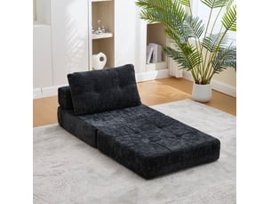 Canapé droit compressé fixe OKWISH 1 place Tissu noir