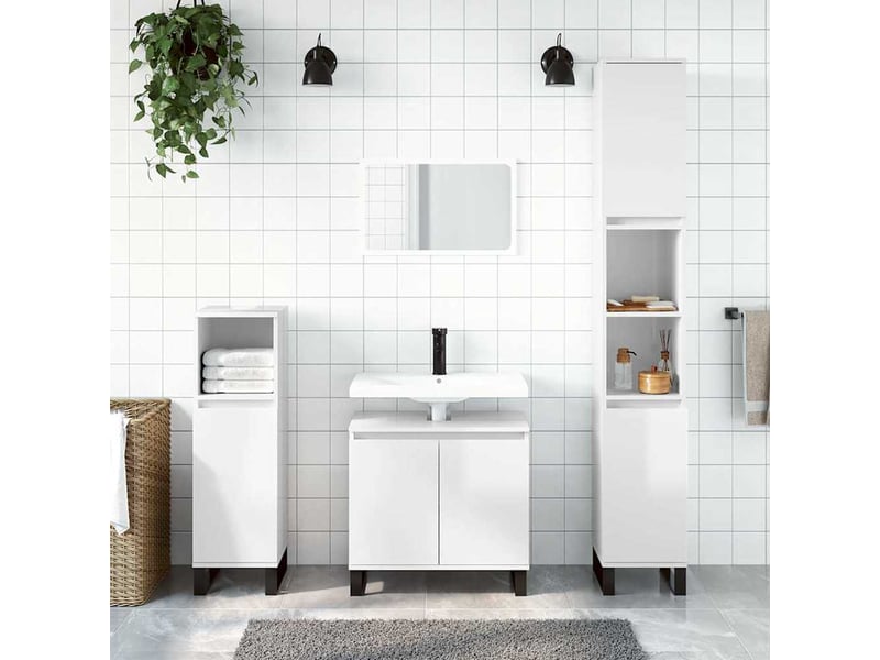  Amoire de salle de bain blanc brillant 58x33x60cm bois d'ingénierie shl1913  - Conforama B