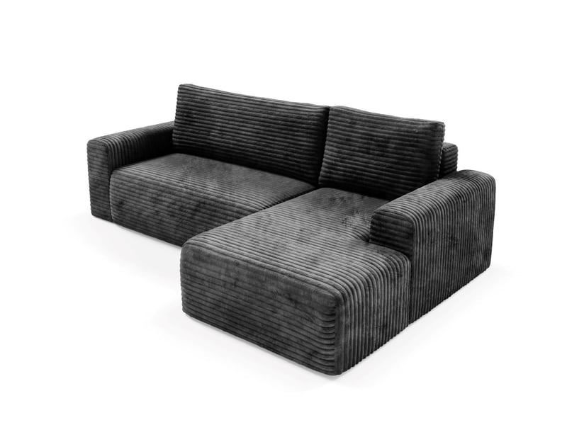  Canapé d'angle convertible en velours côtelé sontii noir  - Conforama D
